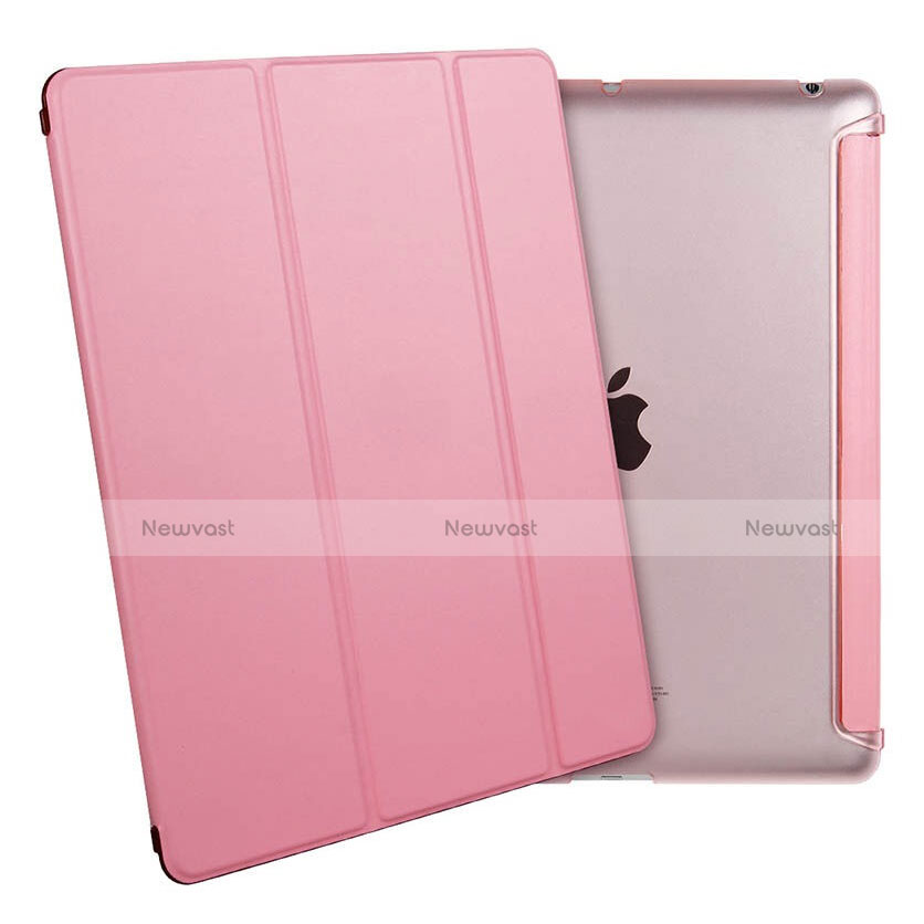 Leather Case Stands Flip Cover for Apple iPad 4 Pink