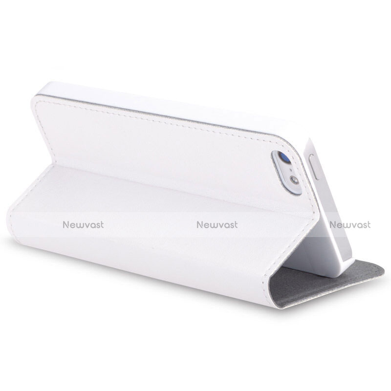 Leather Case Stands Flip Cover for Apple iPhone 5 White