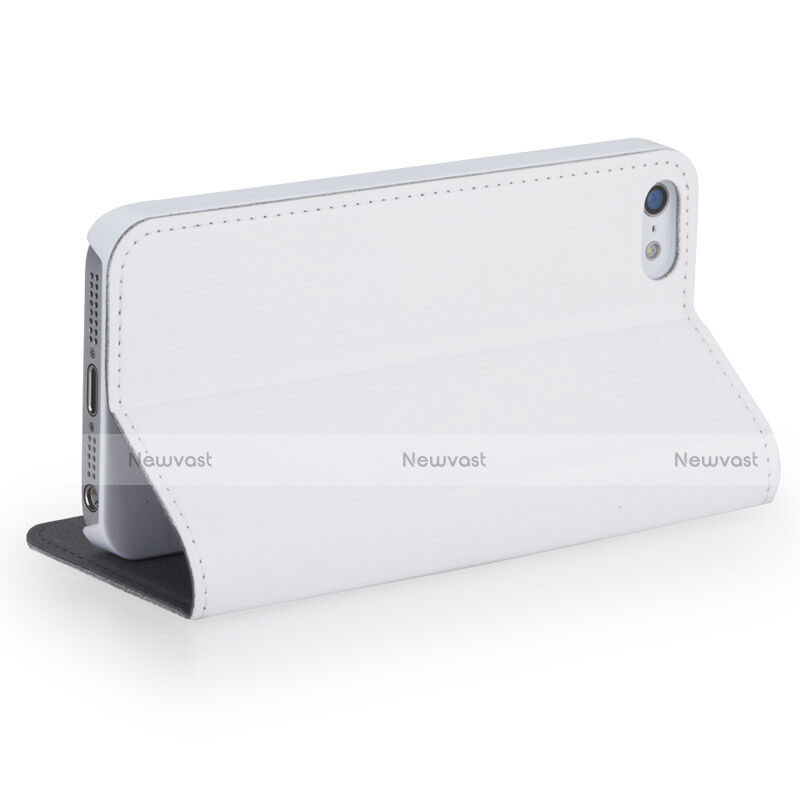 Leather Case Stands Flip Cover for Apple iPhone 5 White