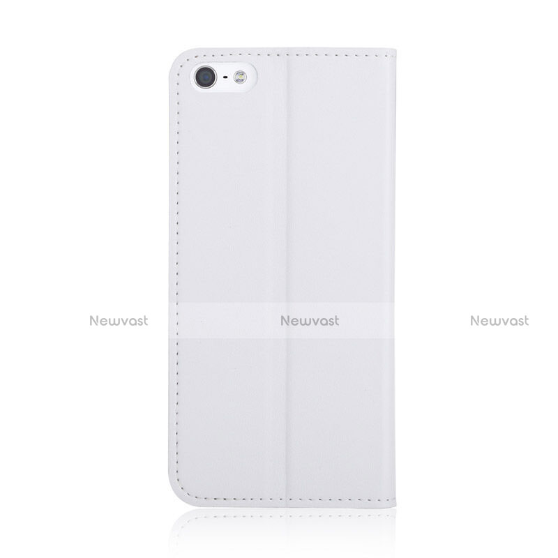 Leather Case Stands Flip Cover for Apple iPhone 5 White