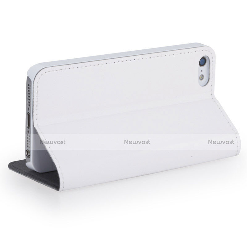 Leather Case Stands Flip Cover for Apple iPhone 5S White