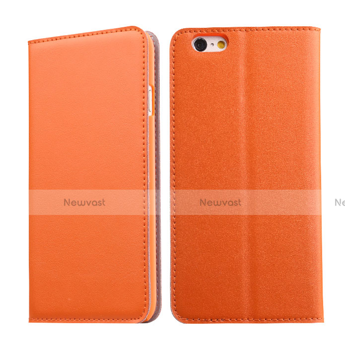 Leather Case Stands Flip Cover for Apple iPhone 6 Orange