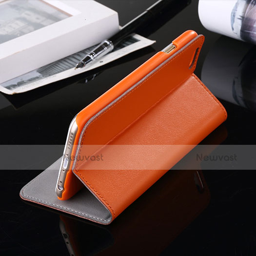 Leather Case Stands Flip Cover for Apple iPhone 6 Orange