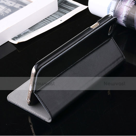 Leather Case Stands Flip Cover for Apple iPhone 6 Plus Black