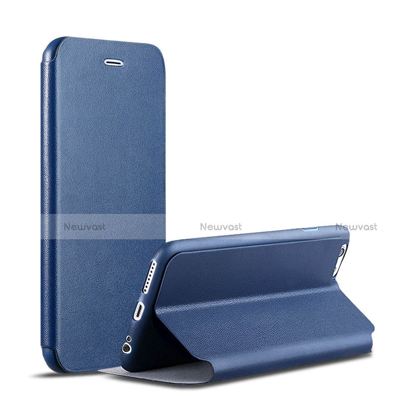 Leather Case Stands Flip Cover for Apple iPhone 6 Plus Blue