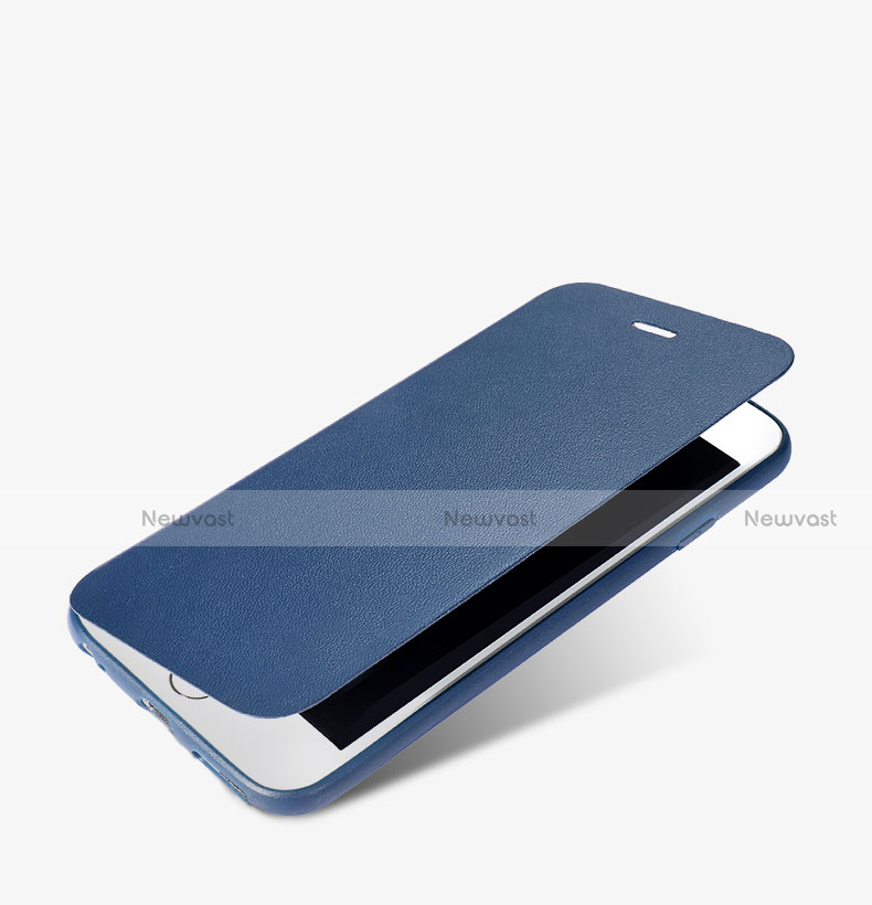 Leather Case Stands Flip Cover for Apple iPhone 6 Plus Blue