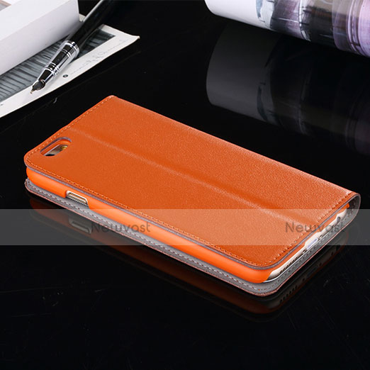 Leather Case Stands Flip Cover for Apple iPhone 6 Plus Orange