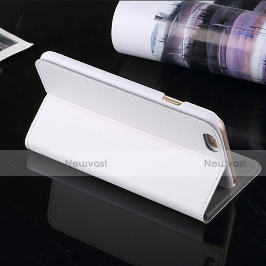 Leather Case Stands Flip Cover for Apple iPhone 6 Plus White