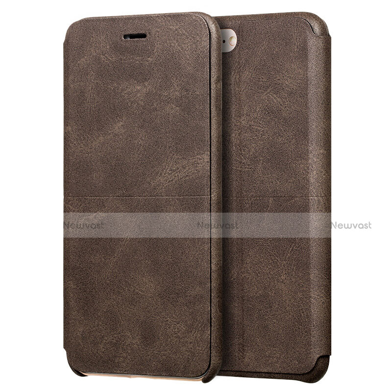 Leather Case Stands Flip Cover for Apple iPhone 7 Brown