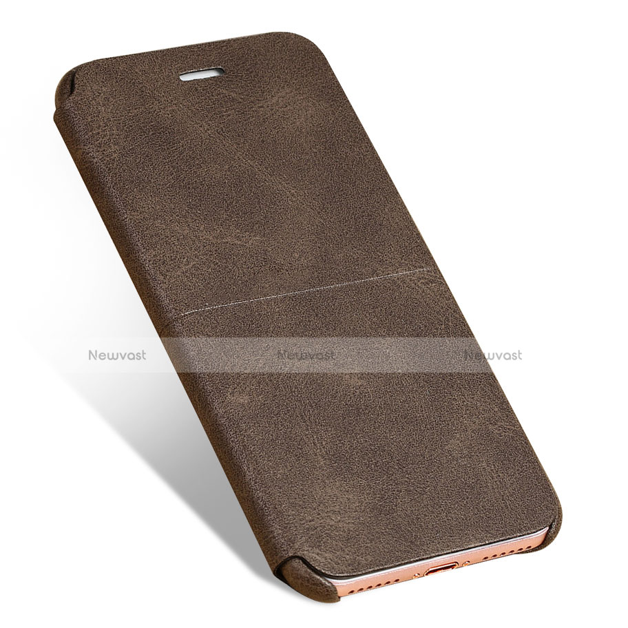 Leather Case Stands Flip Cover for Apple iPhone 7 Brown