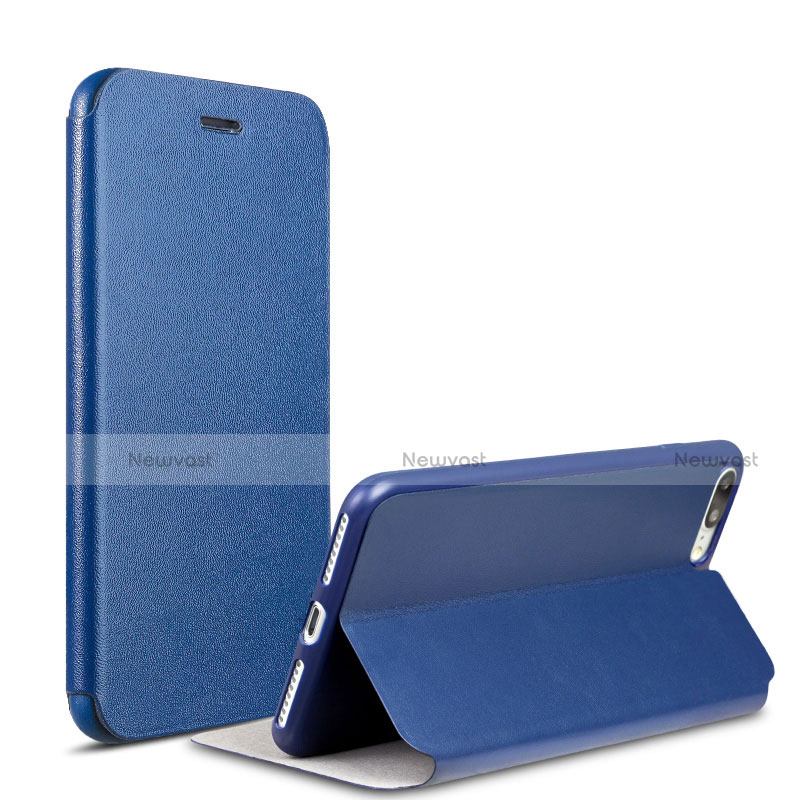 Leather Case Stands Flip Cover for Apple iPhone 7 Plus Blue