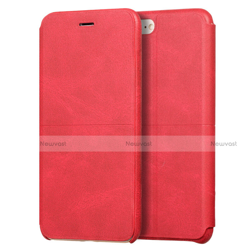 Leather Case Stands Flip Cover for Apple iPhone 7 Red