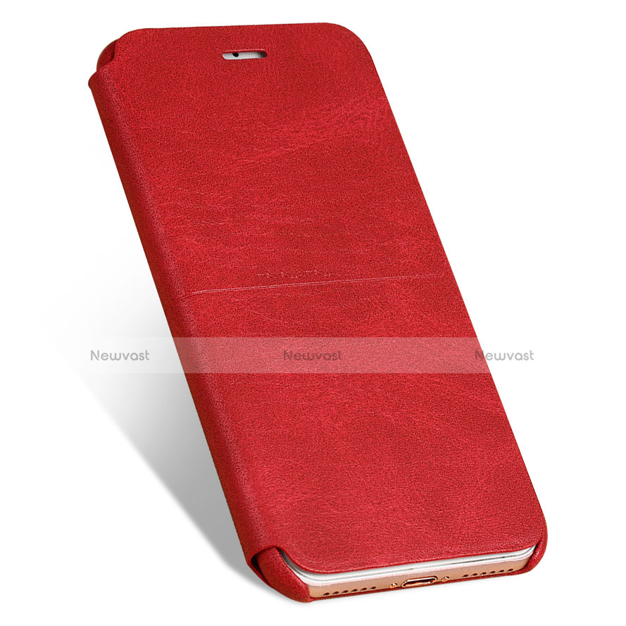 Leather Case Stands Flip Cover for Apple iPhone 7 Red