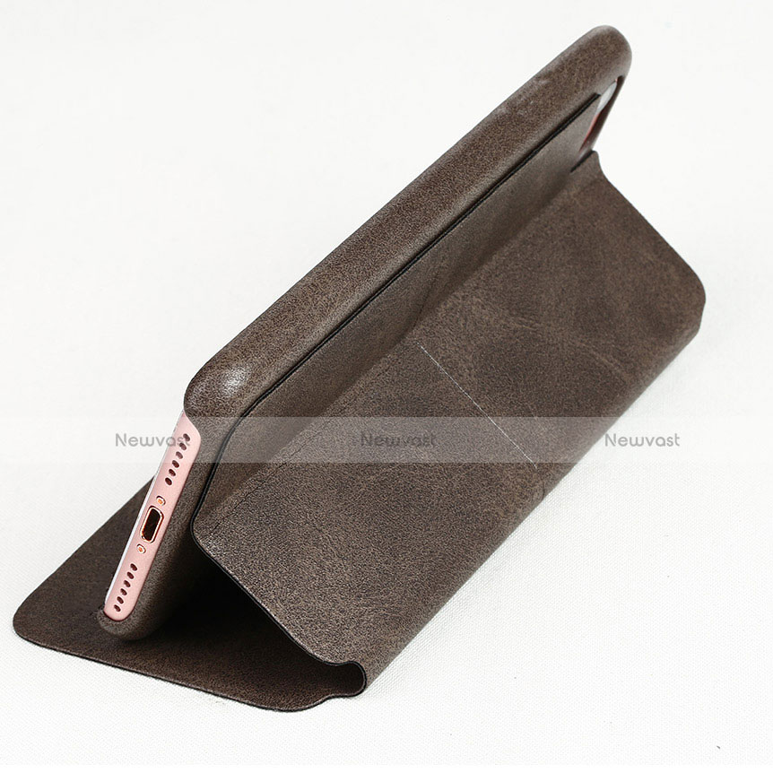 Leather Case Stands Flip Cover for Apple iPhone 8 Brown