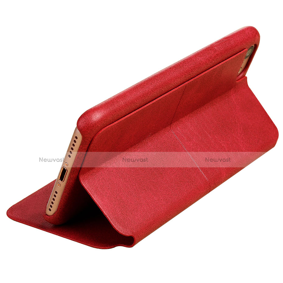 Leather Case Stands Flip Cover for Apple iPhone 8 Red