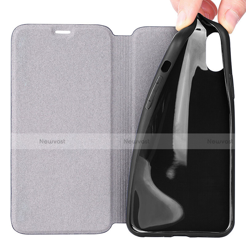 Leather Case Stands Flip Cover for Apple iPhone X Black