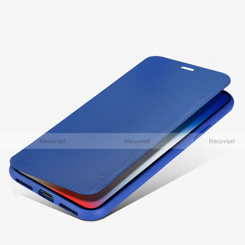 Leather Case Stands Flip Cover for Apple iPhone X Blue