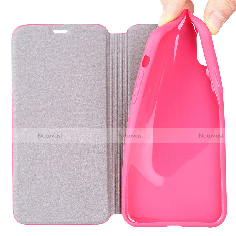 Leather Case Stands Flip Cover for Apple iPhone Xs Max Hot Pink