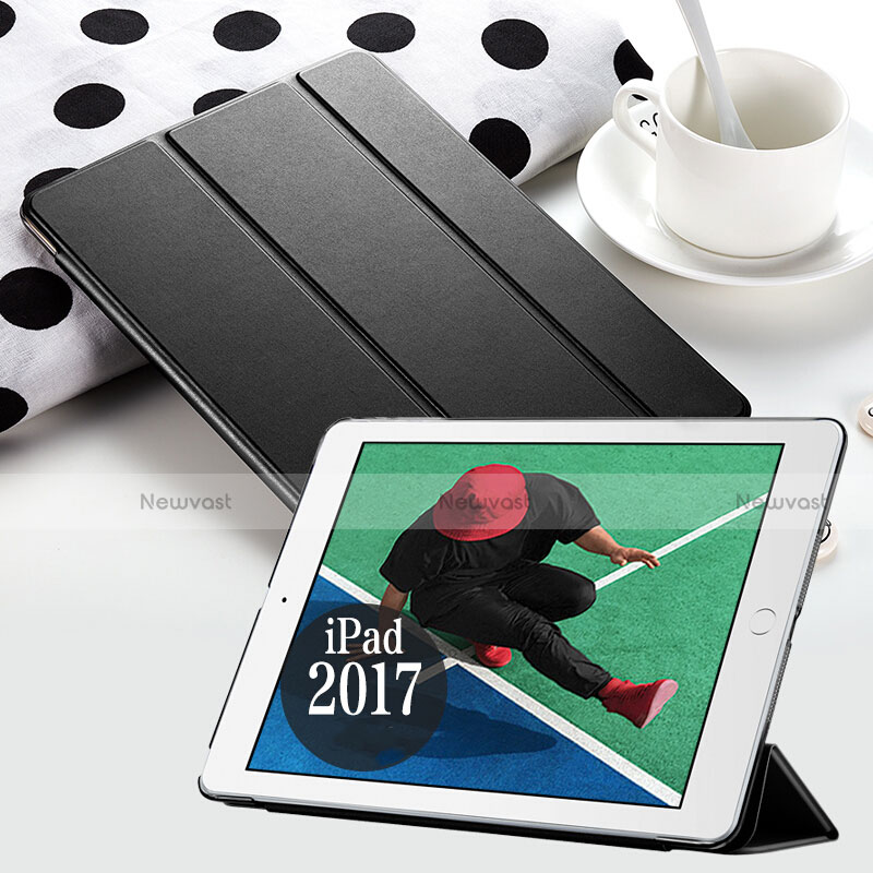 Leather Case Stands Flip Cover for Apple New iPad 9.7 (2017) Black