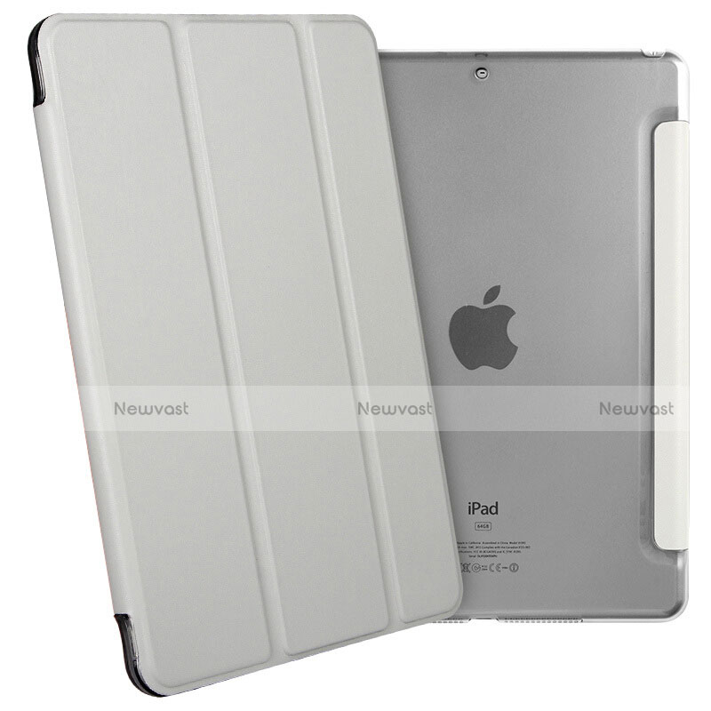 Leather Case Stands Flip Cover for Apple New iPad 9.7 (2017) Silver