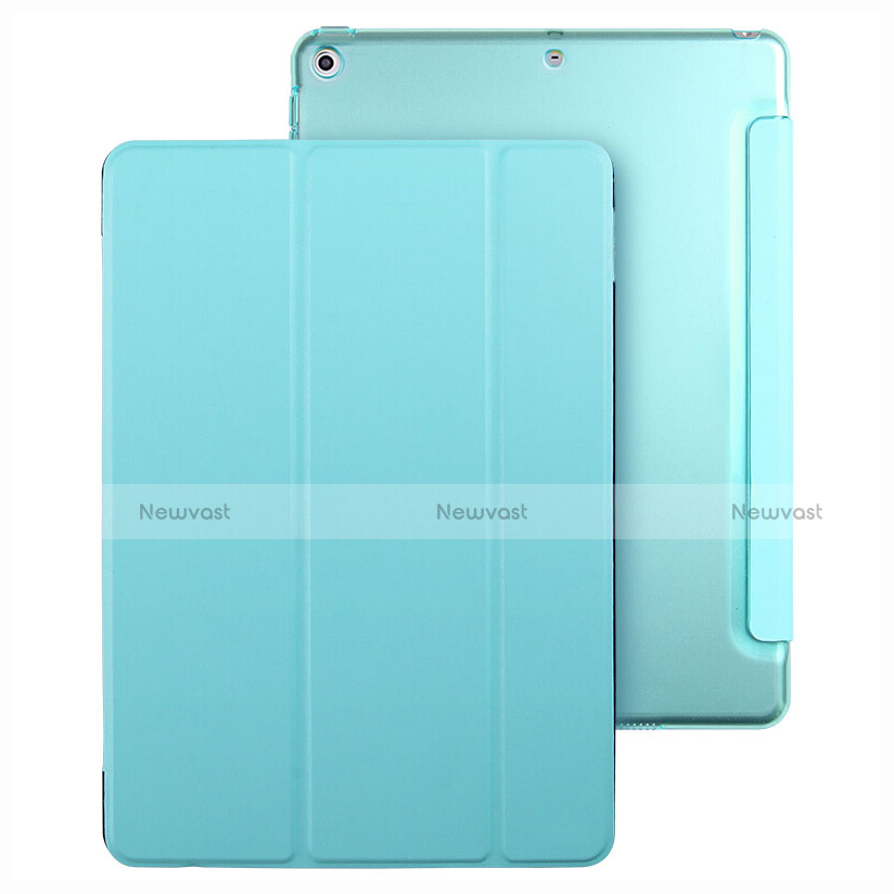 Leather Case Stands Flip Cover for Apple New iPad 9.7 (2017) Sky Blue