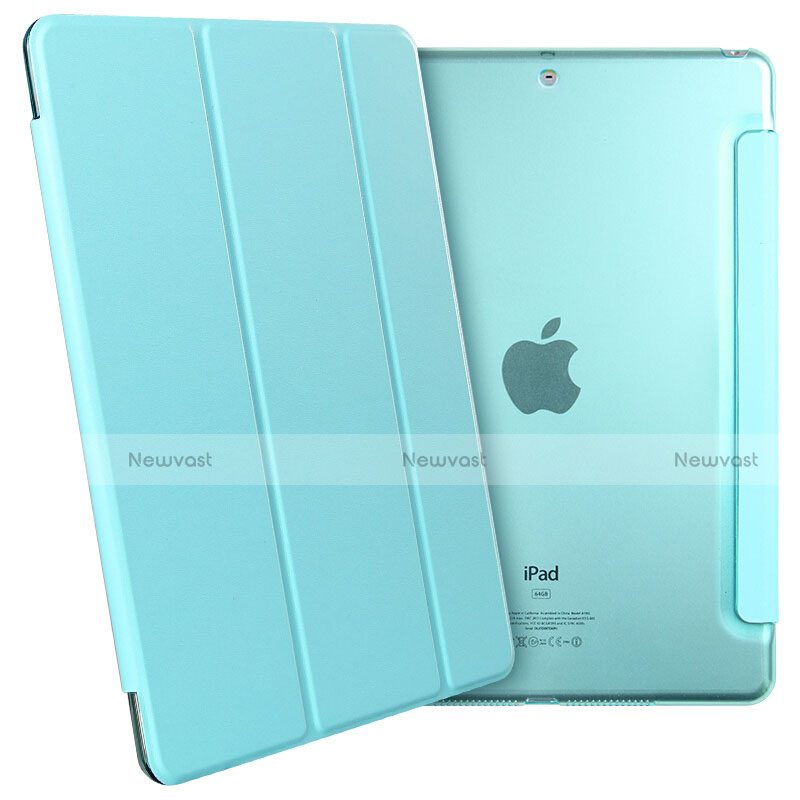 Leather Case Stands Flip Cover for Apple New iPad 9.7 (2017) Sky Blue