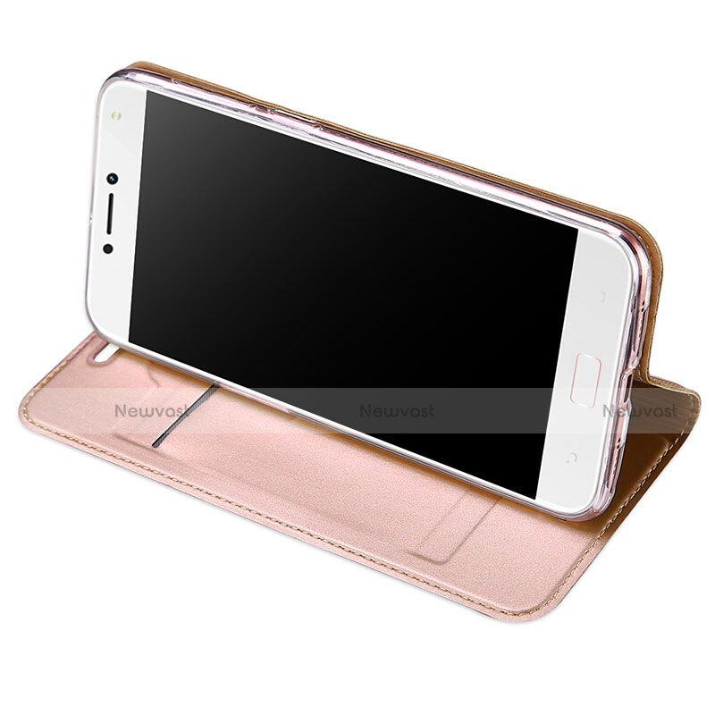 Leather Case Stands Flip Cover for Asus Zenfone 4 Max ZC554KL Rose Gold