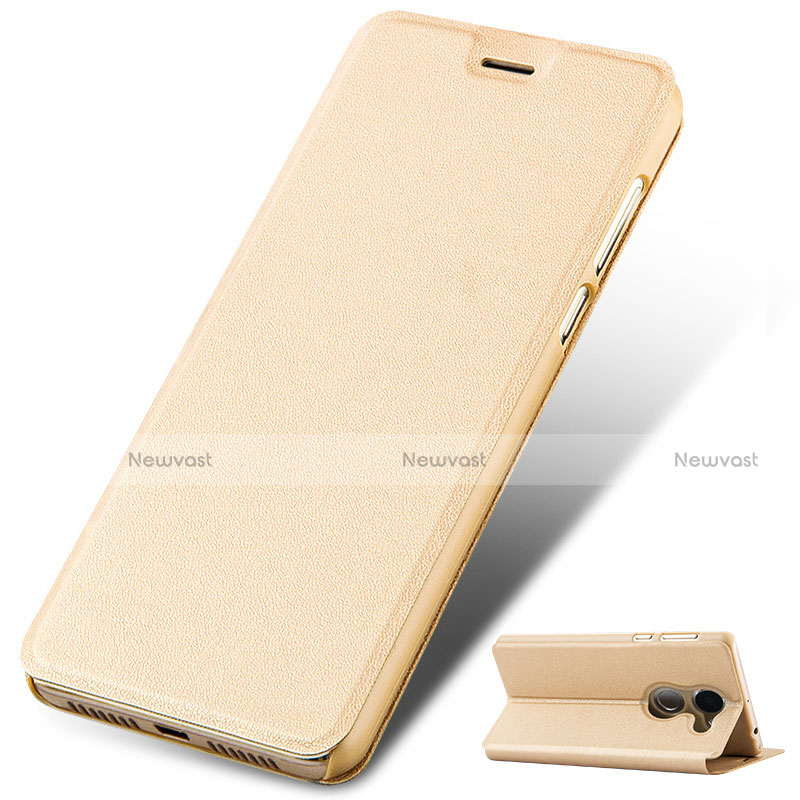 Leather Case Stands Flip Cover for Huawei Enjoy 7 Plus Gold