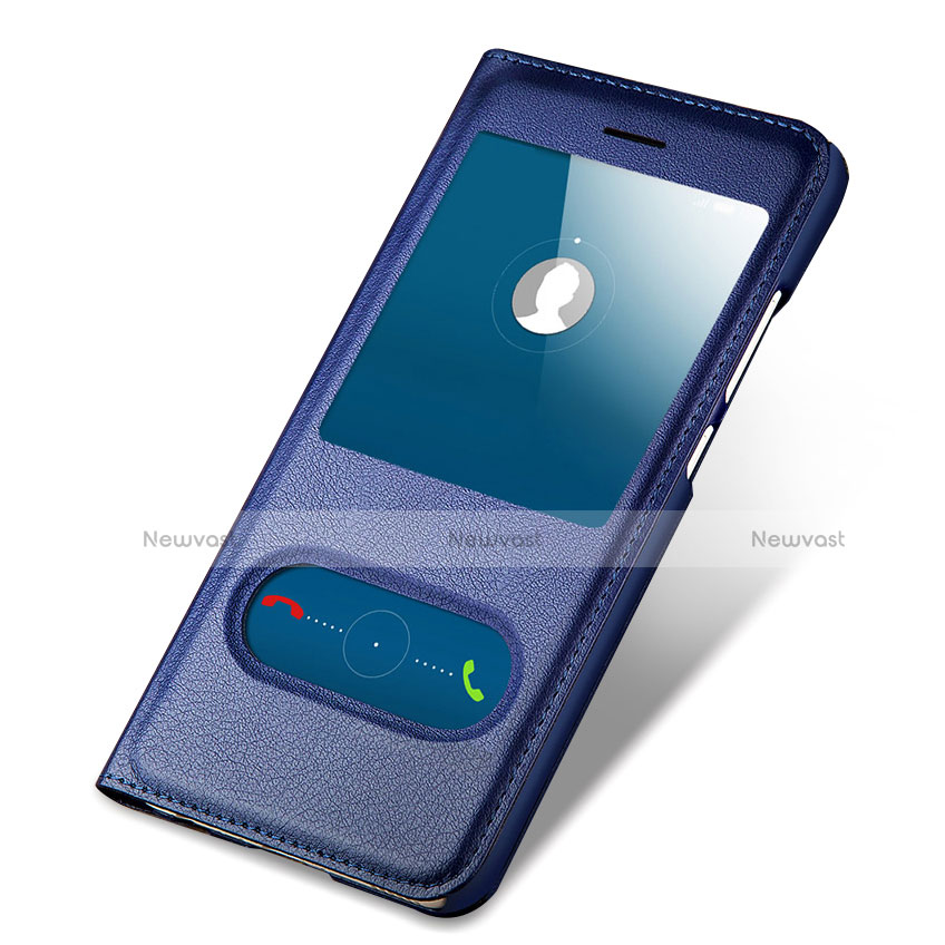 Leather Case Stands Flip Cover for Huawei G10 Blue