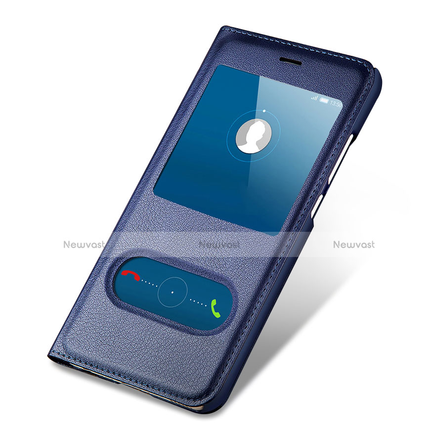 Leather Case Stands Flip Cover for Huawei GR3 (2017) Blue