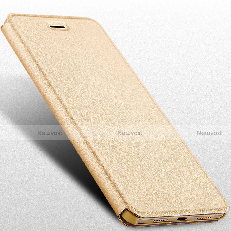 Leather Case Stands Flip Cover for Huawei GR3 (2017) Gold