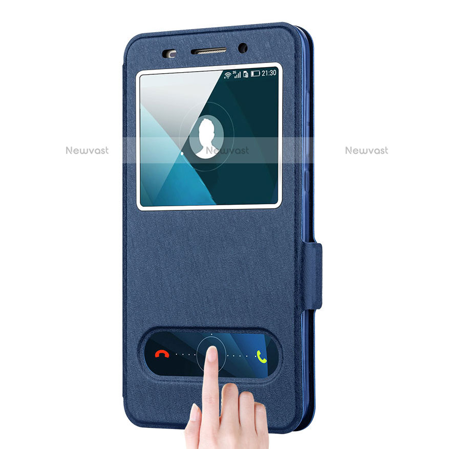 Leather Case Stands Flip Cover for Huawei Honor 4X Blue