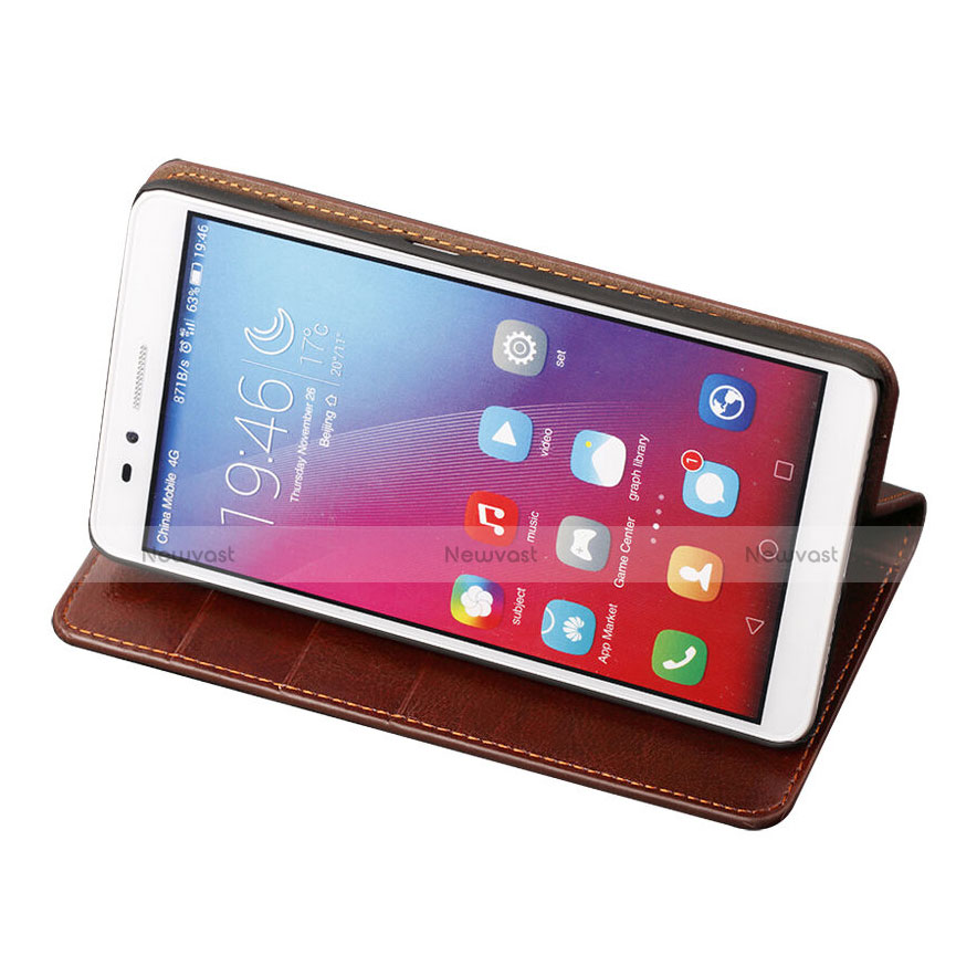 Leather Case Stands Flip Cover for Huawei Honor 5X Brown