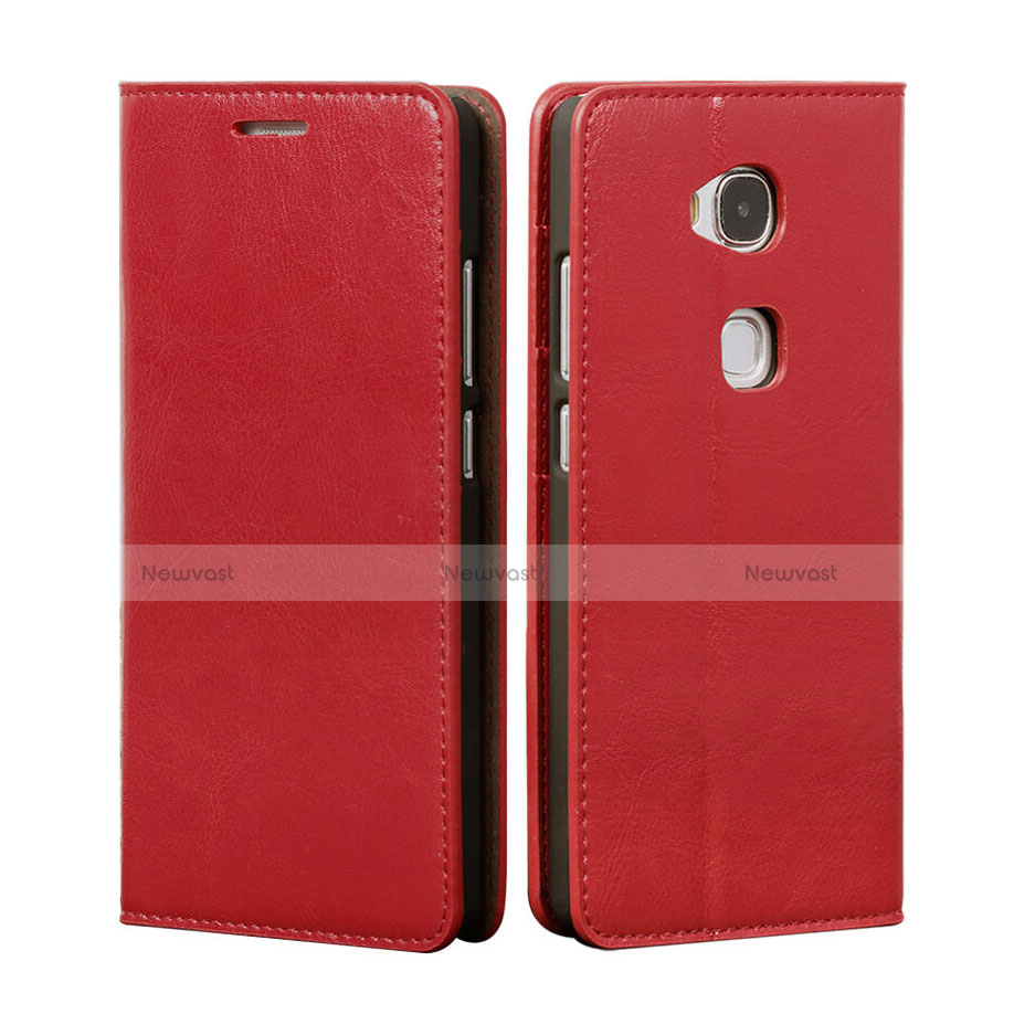 Leather Case Stands Flip Cover for Huawei Honor 5X Red