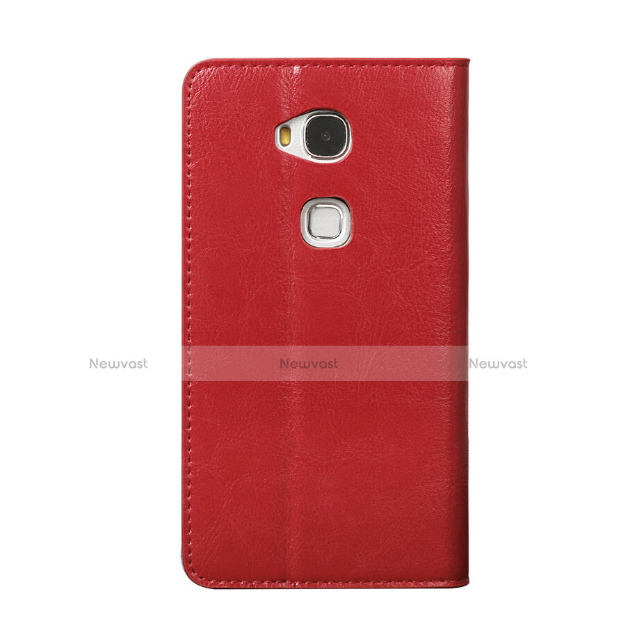 Leather Case Stands Flip Cover for Huawei Honor 5X Red