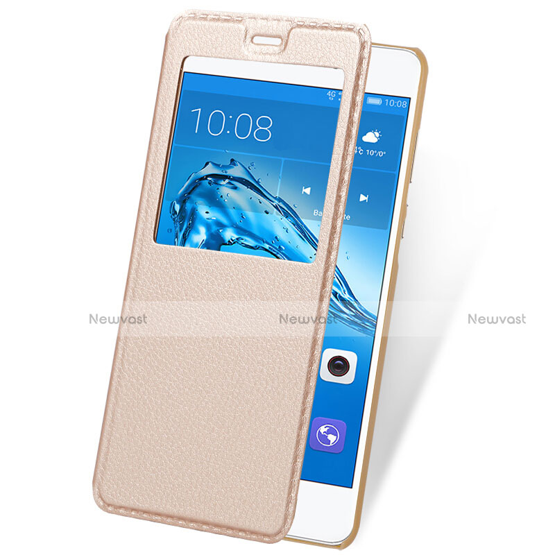 Leather Case Stands Flip Cover for Huawei Honor 6C Pro Gold