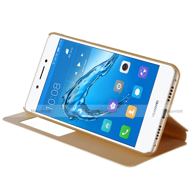 Leather Case Stands Flip Cover for Huawei Honor 6C Pro Gold