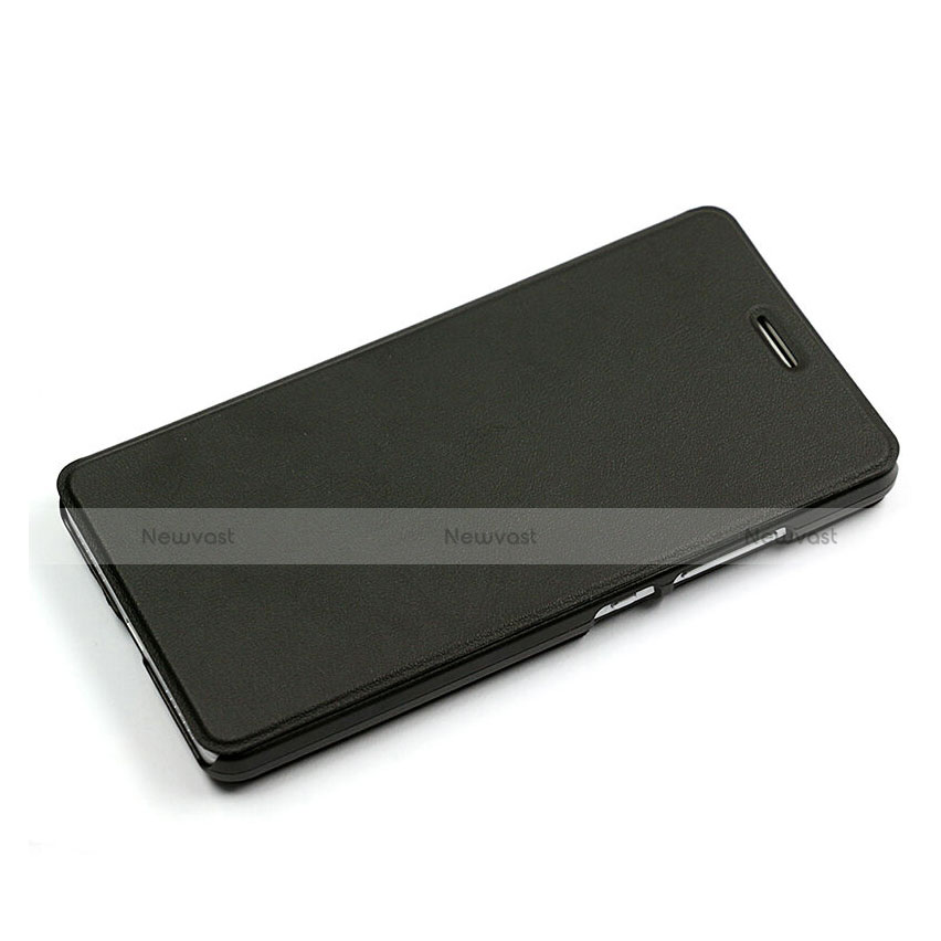 Leather Case Stands Flip Cover for Huawei Honor 7 Black