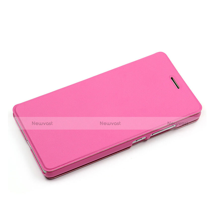 Leather Case Stands Flip Cover for Huawei Honor 7 Dual SIM Pink