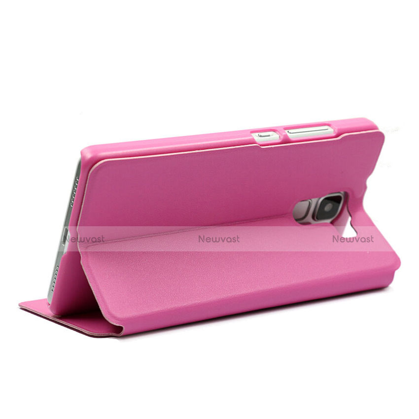 Leather Case Stands Flip Cover for Huawei Honor 7 Pink