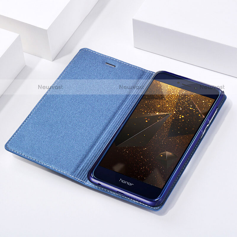 Leather Case Stands Flip Cover for Huawei Honor 8 Blue