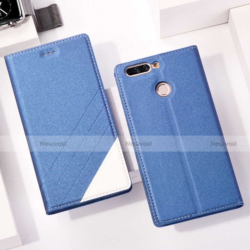 Leather Case Stands Flip Cover for Huawei Honor 8 Pro Blue