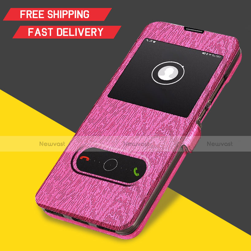 Leather Case Stands Flip Cover for Huawei Honor 8A Hot Pink