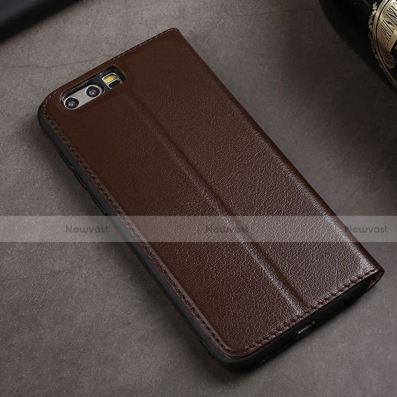 Leather Case Stands Flip Cover for Huawei Honor 9 Premium Brown