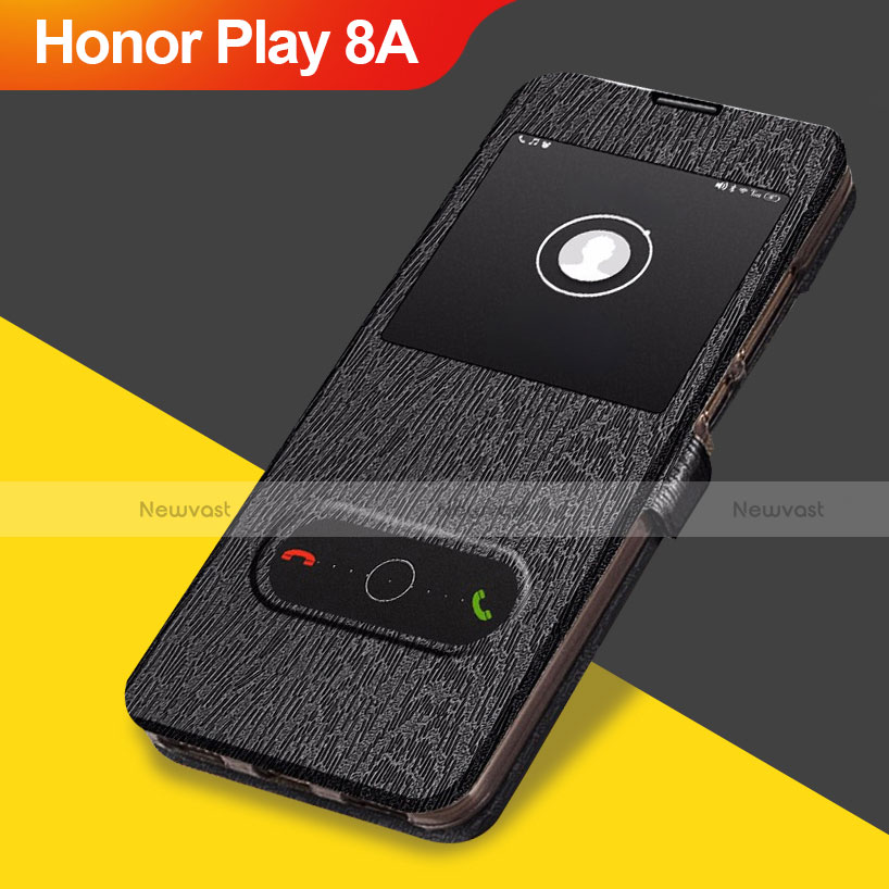 Leather Case Stands Flip Cover for Huawei Honor Play 8A Black