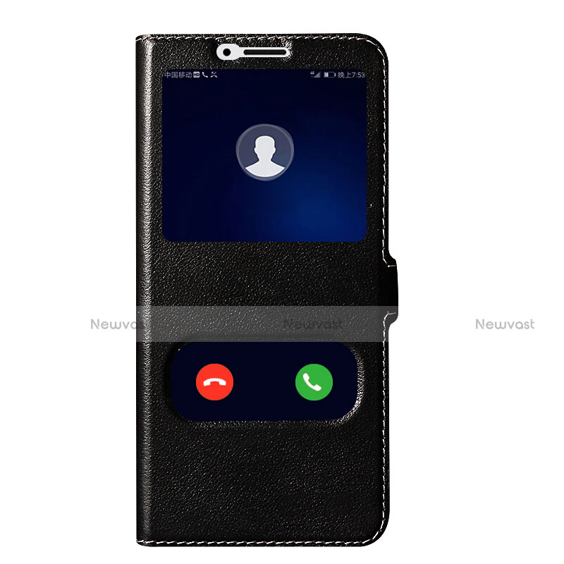 Leather Case Stands Flip Cover for Huawei Honor V10 Black