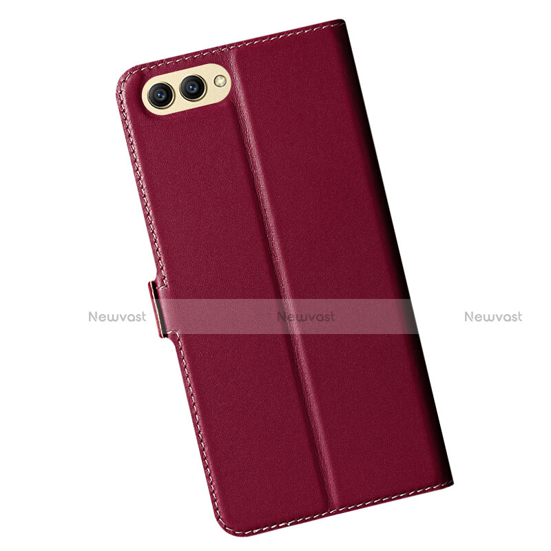 Leather Case Stands Flip Cover for Huawei Honor V10 Red