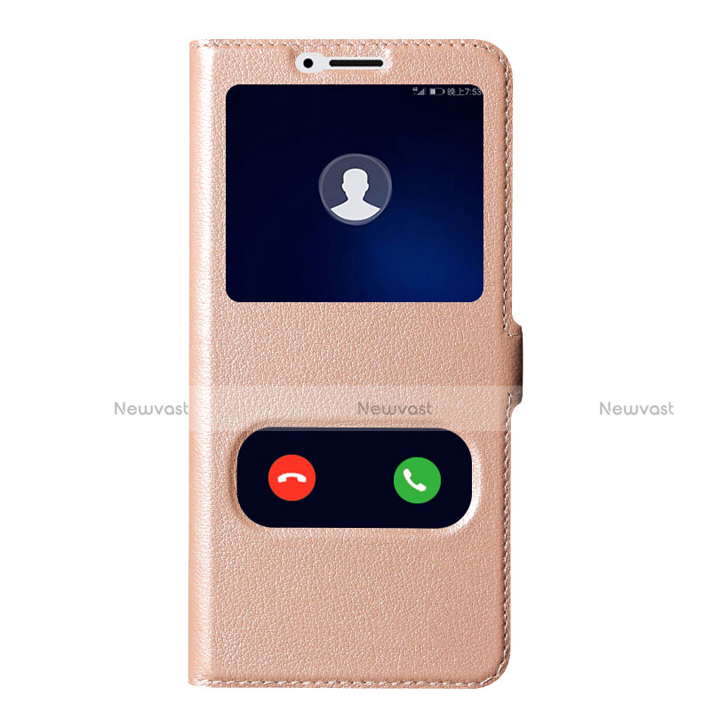 Leather Case Stands Flip Cover for Huawei Honor V10 Rose Gold