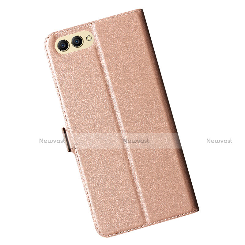 Leather Case Stands Flip Cover for Huawei Honor V10 Rose Gold