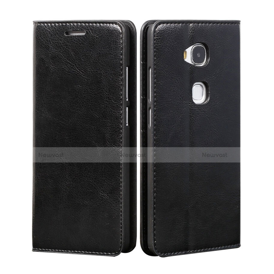 Leather Case Stands Flip Cover for Huawei Honor X5 Black